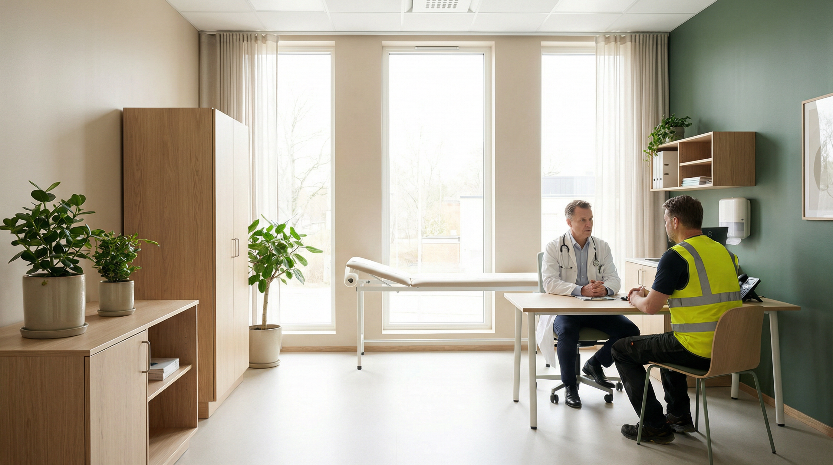 Consultório de medicina do trabalho moderno e acolhedor